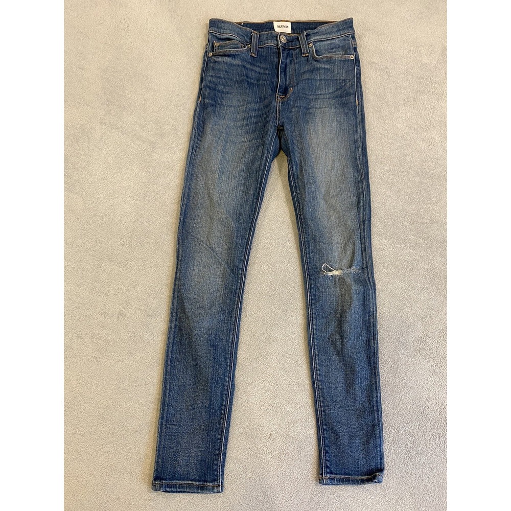 Hudson Jeans Barbara High Waist Medium Wash Raw Hem Skinny Ankle Jeans Size 26